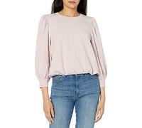 The Drop Women's Leona Short Puff Sleeve Crew Neck French Terry Sweatshirt, Ice Pink, S