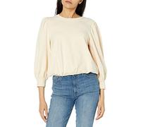 The Drop Women's Leona Short Puff Sleeve Crew Neck French Terry Sweatshirt, Sandstorm, M