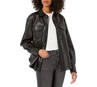 The Drop Women's @lisadnyc Faux Leather Long Shirt Jacket, Black, S