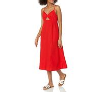 The Drop Women's Maci Strappy V-Neck Cutout Smocked Back Midi Dress , Flame Red, S