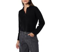 The Drop Women's Marcy Ribbed Polo Top, Black, S