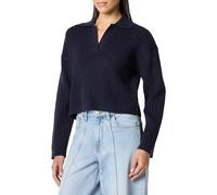 The Drop Women's Marcy Ribbed Polo Top, Navy, L