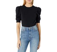 The Drop Women's Mariko Puff-Sleeve Crewneck Stretch Jersey T-Shirt, Black, XXL, Plus Size