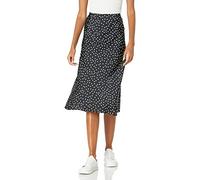 The Drop Women's Maya Silky Slip Skirt, Black/White Polka Dot Print, L