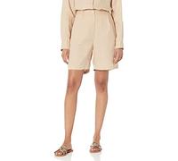 The Drop Women's Millie Loose-Fit Pleated Long Linen Walk Short, Hummus, 4XL Plus