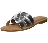 The Drop Women's Monika Flat H-Band Slide Sandal, Silver, 7 UK