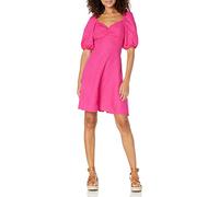 The Drop Women's Nala Twist-Front Linen Mini Dress, Hot pInk, XXL