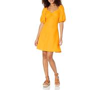 The Drop Women's Nala Twist-Front Linen Mini Dress, Mango, 4XL Plus