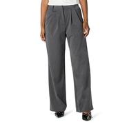 The Drop Women's Nancy Pleat Front Wide Leg Trouser, Heather Grey, L