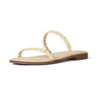 The Drop Women's Paris Square Toe Two Strap Flat Sandal, Braided Strap Raffia, 7