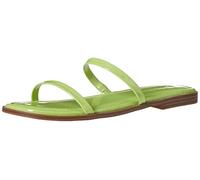 The Drop Women's Paris Square Toe Two Strap Flat Sandal, Lime, 5