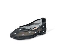 The Drop Women's Pepper Ballet Flat with Bow, Black Mesh/Rhinestone, 8.5