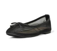 The Drop Women's Pepper Ballet Flat with Bow Sandals, Black Mesh, 3.5 UK