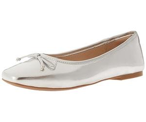 The Drop Women's Pepper Ballet Flat with Bow, Silver, 5.5