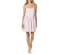 The Drop Women's Perla Shaped Waist Mini Dress Soft Pink Rose Floral Print, XS