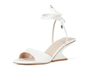 The Drop Women's Phoenix Lace Up Sculpted Heeled Sandal, White, 3.5 UK