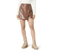 The Drop Women's Portia Vegan Leather Mini Wrap Skirt, Coffee Bean, L