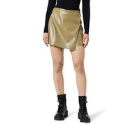 The Drop Women's Portia Vegan Leather Mini Wrap Skirt, Martini Olive, XXL Plus
