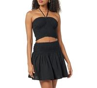 The Drop Women's Rosita Cropped Smocked Halter Top, Black, XL