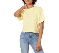 The Drop Women's Sydney Short-Sleeve Cropped Crewneck T-Shirt, Pastel Yellow, S