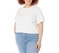 The Drop Women's Sydney Short-Sleeve Cropped Crewneck T-Shirt, White, 3XL Plus