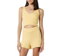 The Drop Women's Sylvie Double V-Neck Textured Rib Cropped Sweater Tank, Butter, M