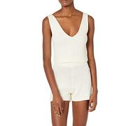 The Drop Women's Sylvie Double V-Neck Textured Rib Cropped Sweater Tank, Whisper White, M