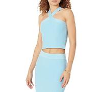 The Drop Women's Zaire Cropped Cross-Front Jumper, Sky Blue, XL