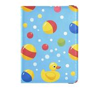 The Duckling in The Bath Leather Cute Passport Book Vaccine Card Holder Cover Combo Waterproof