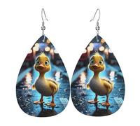 The duckling Printed teardrop-shaped leather earrings | High-end design, light luxury earrings