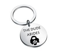 The Dude Gift Lebowski Inspired Keychain Crime Movie Fans Gift Bowling Gift (THE DUDE ABIDES KR 1uk)