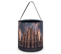 The Duomo Di Milano in Italy Cute Halloween Candy Bucket Reusable Collapsible Candies Basket Fabric Tote Bags