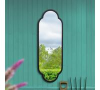 The Duplici - New Black Metal Framed Double Arched Oval Garden Wall Mirror 40" X 14" (102CM X 35.5CM)