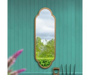 The Duplici - New Gold Metal Framed Double Arched Oval Garden Wall Mirror 40" X 14" (102CM X 35.5CM)