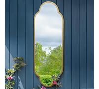 The Duplici - New Gold Metal Framed Double Arched Oval Garden Wall Mirror 59" X 20" (150CM X 52CM)