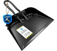 The Dustpan & Brush Store 12" Metal Dustpan With Flat Lip & Serrated Edge Heavy Duty Large Dustpan For Indoor & Outdoor Use