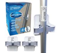 The Dustpan & Brush Store 2 Pack Self Adhesive Mop And Broom Holders - Multi Purpose Storage Solution For Home, Bathroom, Shed, And Garage