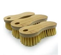 The Dustpan & Brush Store Bamboo Stiff Scrubbing Brush Heavy Duty Hand Scrub Brush Set For Tiles & Carpets - Pack Of 3