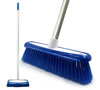 The Dustpan & Brush Store Blue Colour-Coded Soft Indoor Sweeping Brush With Built-In Floor Scraper