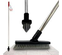 The Dustpan & Brush Store Colour-Coded Angled Grout Brush Red With Handle Swivel Tile & Corner Scrubber