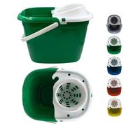 The Dustpan & Brush Store Colour Coded Green Mop Buckets 12L Mop Bucket With Wringer And Easy Carry Handle