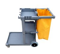 The Dustpan & Brush Store Commercial Cleaning Trolley 3 Shelves Multipurpose Janitorial Cart With Large Capacity Removable Waste Bag