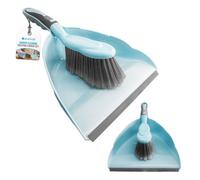 The Dustpan & Brush Store Duck Egg Blue Dustpan & Brush Set Soft Bristle Hand Sweeper With Rubber Lip