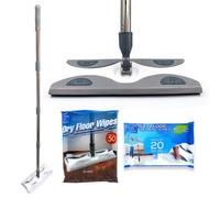 The Dustpan & Brush Store Floor Mop & Disposable Wipes Bundle Includes 60 Dry & 20 Wet Wipes
