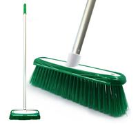 The Dustpan & Brush Store Green Colour-Coded Soft Indoor Sweeping Brush With Built-In Floor Scraper