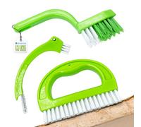 The Dustpan & Brush Store Grout & Tile Cleaning Brush Set 3 In 1 Tool For Cleaning Bathroom Tiles And Showers