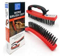 The Dustpan & Brush Store Heavy Duty Wire Brush Set Steel Bristle Long Handle, D-Grip Block Rust & Paint Removal Kit
