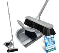 The Dustpan & Brush Store Indoor Soft Sweeping Broom And Dustpan Set Long Handle Floor Brush For Wood And Tile