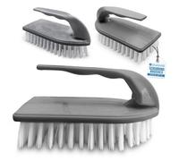 The Dustpan & Brush Store Iron-Shaped Scrubbing Brushes Stiff Bristle Tile And Grout Scrubber - Pack Of 3