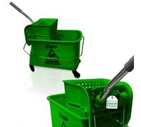 The Dustpan & Brush Store Kentucky Green Floor Mop Bucket On Wheels Large Capacity Commercial Industrial Floor Mop Bucket With Wringer And Carry Handle